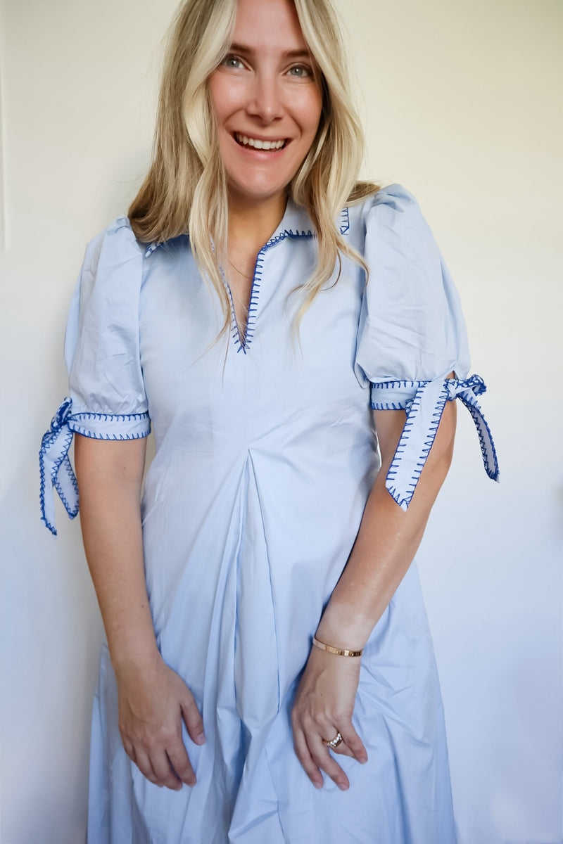 english factory dress Embroidered Puff Sleeve Midi – Coastal Blue Stit It’s all about the Size:us-2 Sale! Feminine & Fabulous Ways