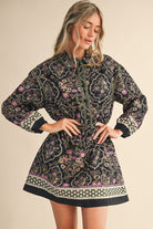 Exclusive Triangle Stitch Button Down Mini Dress