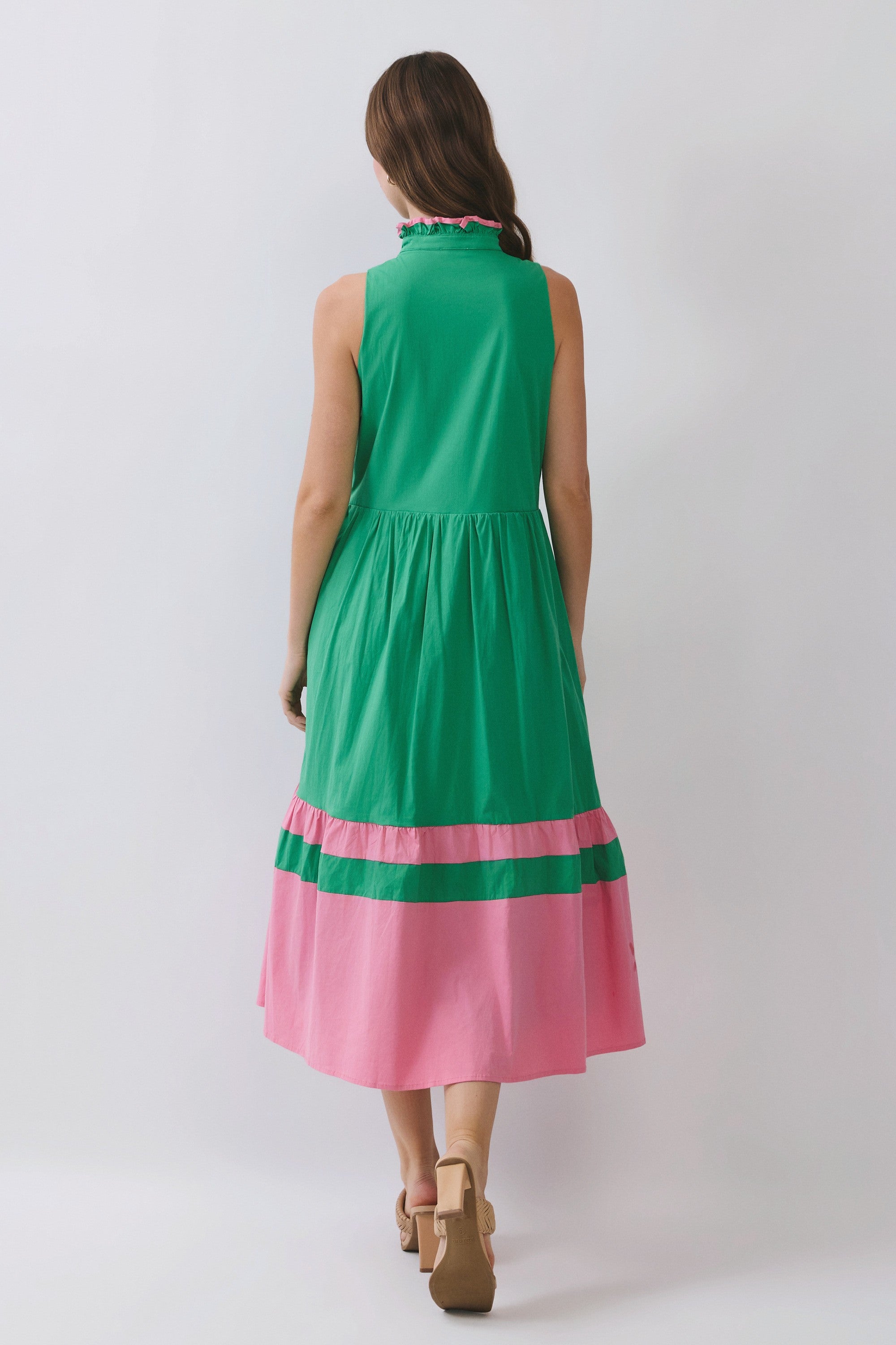 1901 colorblock midi dress Maryanne Color Block Button Down Midi Dress Green / Small