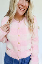 Karlie Pink Plaid Cardigan, Pink